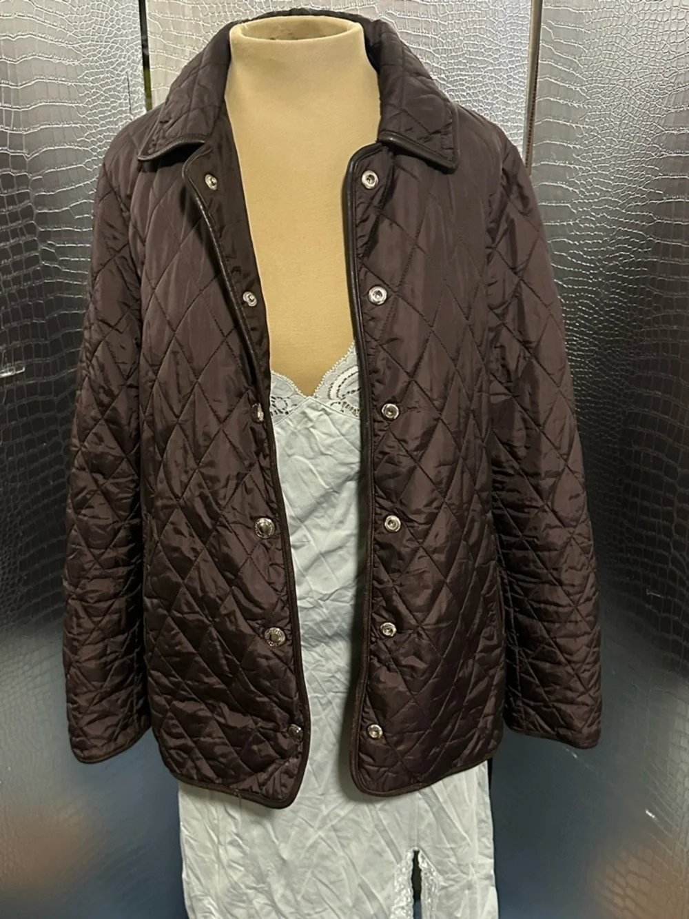 Coach Quilted Brown Diamond-Stitch Puffer Jacket